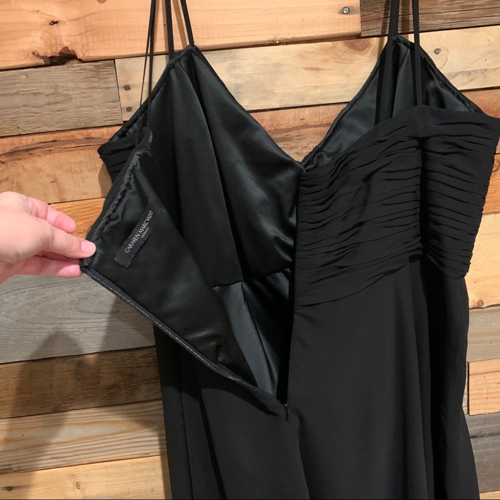 Carmen Marc Valvo Black Formal Knee Length Spaghetti Strap Gown - Plus Size - Picture 10 of 12